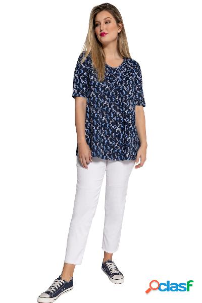 T-shirt svasata con fantasia con gechi, scollo a V e mezze