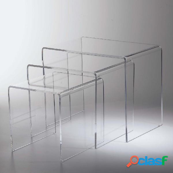 Tavolinetti da Caffe set 3 Pezzi in plexiglas trasparente