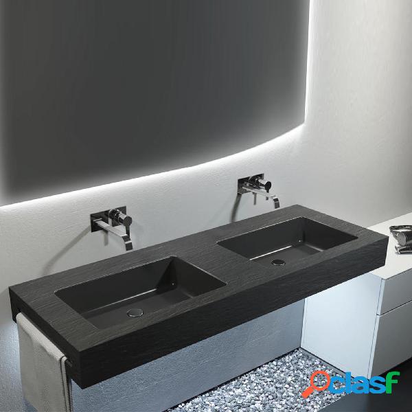 Top con doppio lavabo integrato effetto Ardesia 160X50 cm