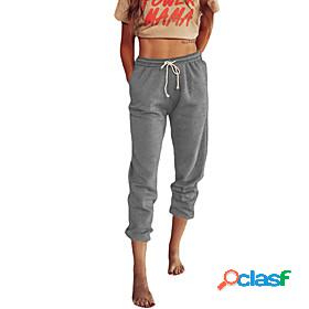 Womens Simple Chino Drawstring Elastic Waist Active Jogger