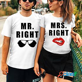 Womens T shirt Valentines Day Painting Couple Text Lip Round