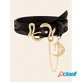Womens Waist Belt Black and White Black Party Street