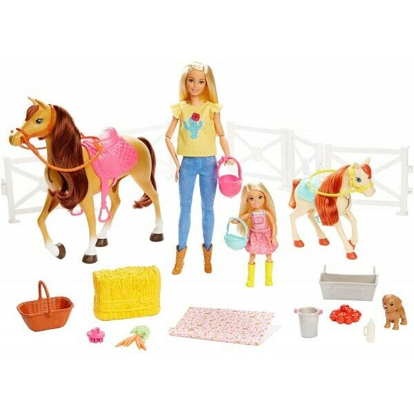 Barbie cavallo la scuderia con chelsea ed accessori mattel