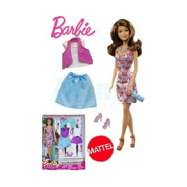 Barbie con vestiti e accessori mattel dmm56 dmk55