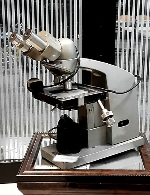 Microscopio vintage della Reichert Wien