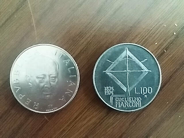 Monete 100 Lire anniversario Guglielmo Marconi