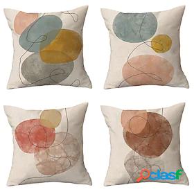 1 pcs Faux Linen Pillow Cover, Simple Casual Print Modern