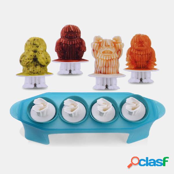 1 pz 4 celle flessibile Silicone stampo per gelato con