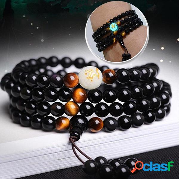 108 Beads Black Onyx Luminous Yoga Drago Mala Bracelet