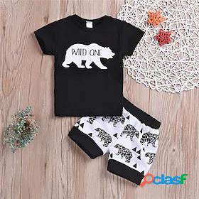 2 Pieces Baby Boys Casual Daily T-shirt Shorts Clothing Set
