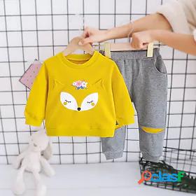 2 Pieces Baby Unisex Active Basic Sweatshirt Pants Cotton