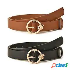 2 pezzi Per donna Cintura skinny Similpelle Fibbia ad