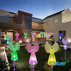 2 pz luci esterne solari da giardino angelo led paesaggio