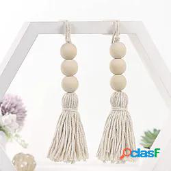 2 pz oggetti decorativi perline di legno nappa appeso a