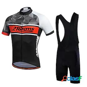 21Grams Mens Cycling Jersey with Bib Shorts Short Sleeve -