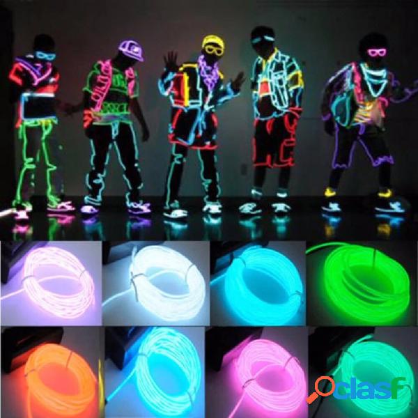 3 / 5m Glow EL Wire Neon LED Striscia di luce Tubo di corda