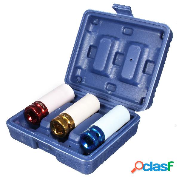 3 Pz CR-MO 1/2 "17mm 19mm 21mm Dado Impatto In Lega Ruota