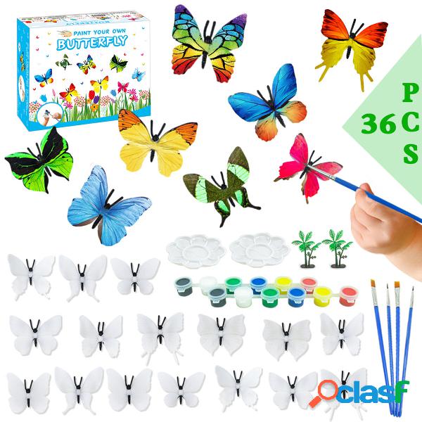 36 pezzi / set fai da te pittura farfalle dipinti a mano