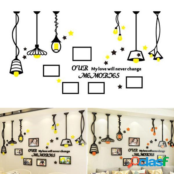 3D acrilico DIY Photo Frame Wall Sticker Decal Art Home