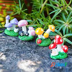 4 pz oggetti decorativi tre teste mini fungo giardino