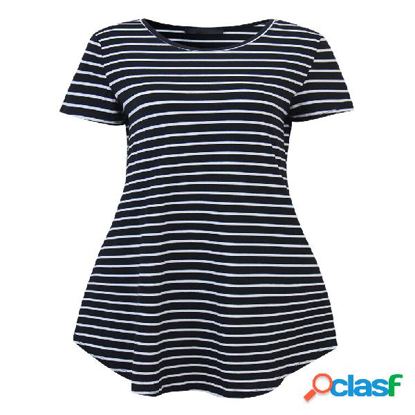 Abito t-shirt manica corta a righe da donna alla moda