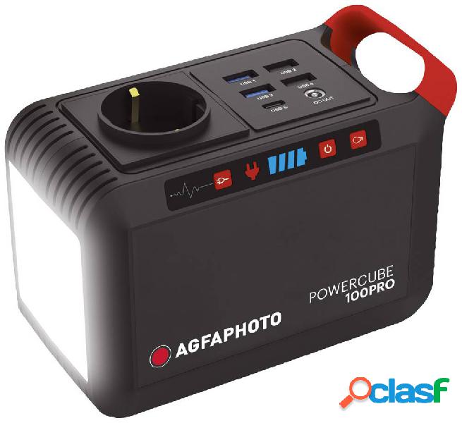 AgfaPhoto Powercube 100 Pro Powerstation Li-Ion Nero, Rosso