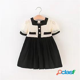 Baby Girls Vintage Dress Cotton Black Check Black White Lace
