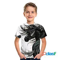 Bambino Da ragazzo maglietta Manica corta Stampa 3D Cavallo
