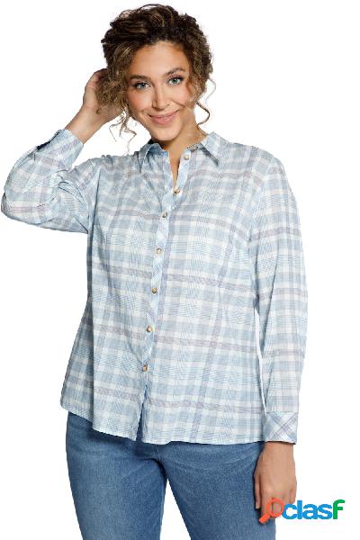 Blusa a quadri con colletto da camicia e maniche lunghe,