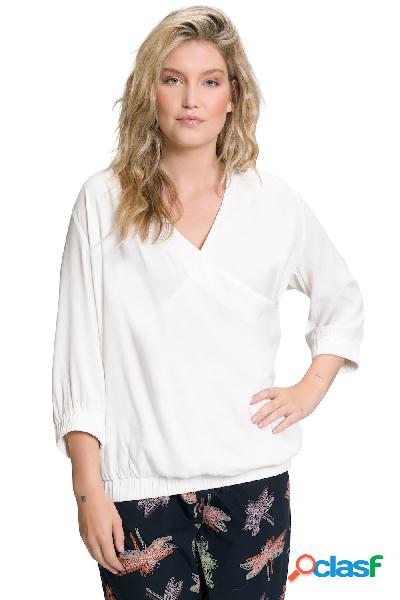 Blusa con effetto a più strati, orlo elastico e maniche a
