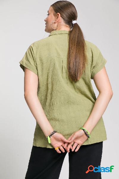 Blusa dal taglio oversize con texture e colletto da camicia,