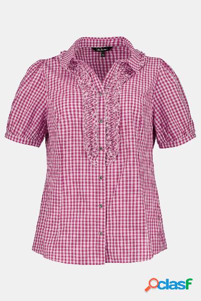 Blusa in tradizionale stile Tracht con quadretto vichy,