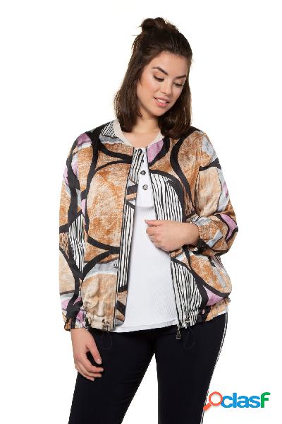 Bomber, fantasia grafica, zip, Donna, Arancione, Taglia: