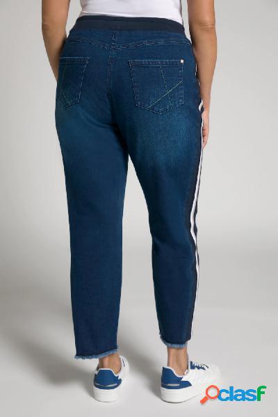 Boyfriend jeans con cintura a costine, strisce laterali e