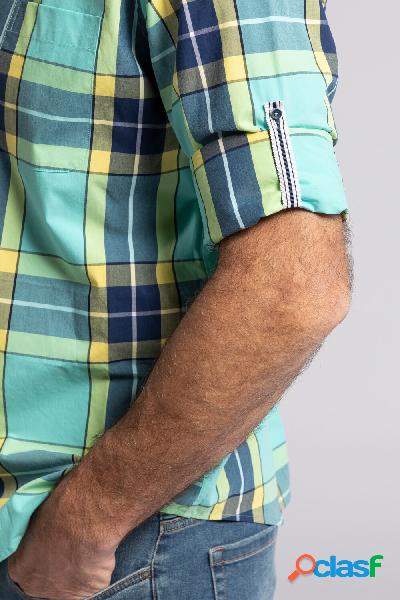 Camicia a quadri, maniche lunghe con risvolti, colletto ad
