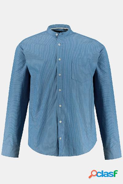Camicia a righe, maniche lunghe, colletto alla coreana,