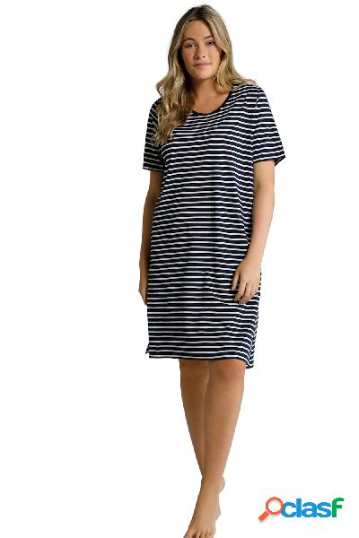 Camicia da notte di jersey a righe in cotone biologico con