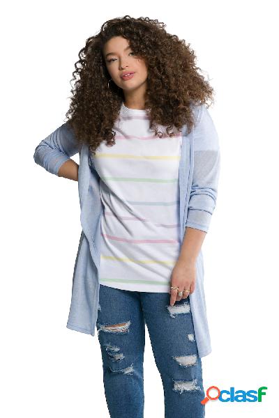 Cardigan aperto in maglia fiammata con maniche lunghe,