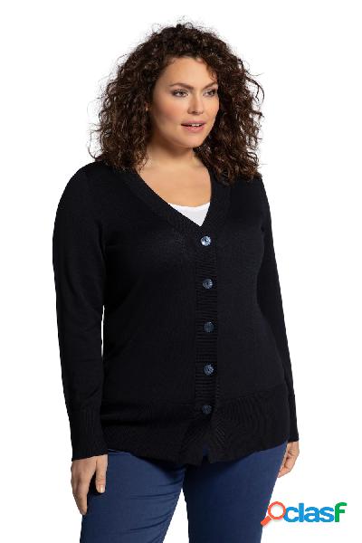 Cardigan in morbida maglia fine con scollatura a V e
