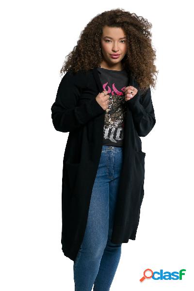 Cardigan lungo e aperto con scollo a V e maniche lunghe,