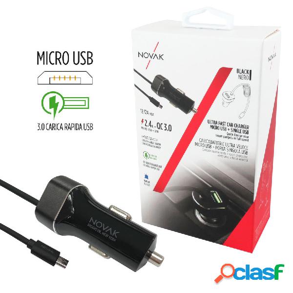 Cavo ricarica 12V Micro USB + USB Ultra veloce QC3.0 - NOVAK