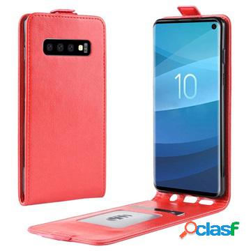 Custodia a Flip Verticale per Samsung Galaxy S10 - Rosso