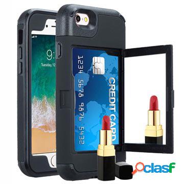 Custodia con Specchio e Portafoglio per iPhone 6/6S - Nera