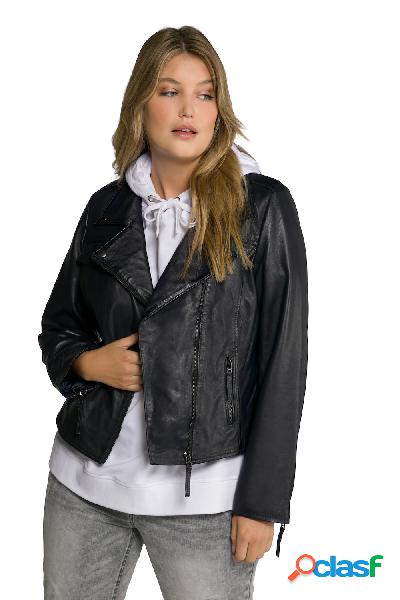 Giacca di pelle in stile biker completamente foderata con