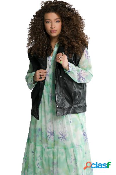 Gilet dal taglio oversize in similpelle con revers, Donna,