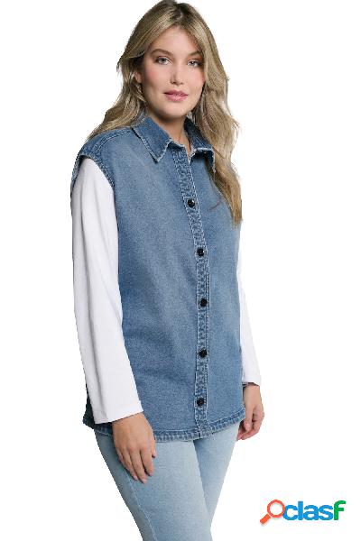 Gilet di jeans dal taglio oversize e smanicato con colletto