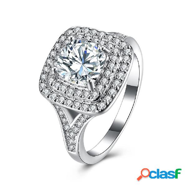 Inalis anelli zircone regalo di nozze di platino