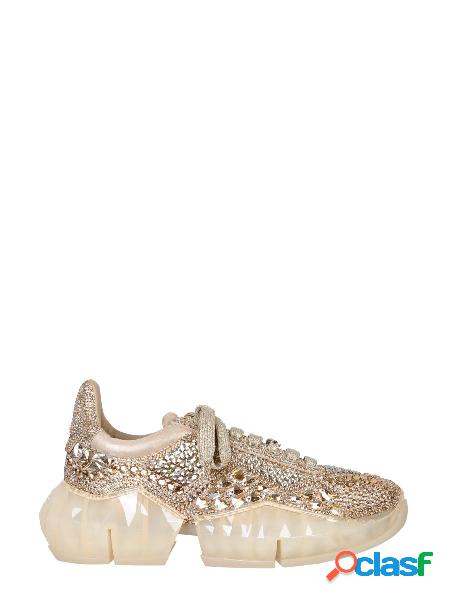 JIMMY CHOO SNEAKERS DONNA DIAMONDFXIHGOLDMIX PELLE ORO
