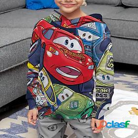 Kids Boys Hoodie Long Sleeve Cartoon Car 3D Print Red