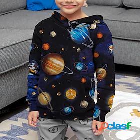 Kids Boys Hoodie Long Sleeve Galaxy Space 3D Print Black